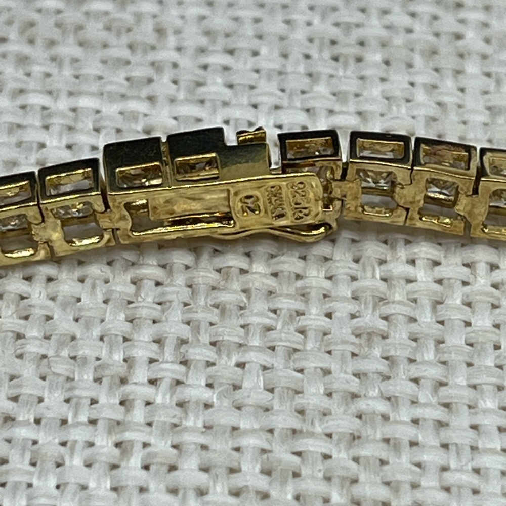Vintage 90s Vermeil Gold Over Sterling Silver CZ Tennis Bracelet 7.25" Estate - Picture 8 of 17